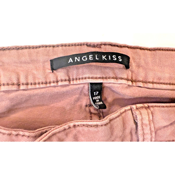 Angel Kiss Jeans Womens 17 Mauve Distressed Ripped Raw Hem Frayed Cropped Pants - Picture 5 of 7